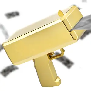 Gold Money Gun, Automatic Cash Shooter Toy Make It Rain Money Toy Gun for Parties, Weddings, Birthdays, Club Events Fun Prop Money Gun for Real or Fake Bills, Coupons & Flyers for Party