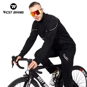 WEST BIKING Winter Cycling Suit.Polyester Spandex Thick Thermal Cycling Suit, Windproof Breathable Motorcycle Riding Suit with Elastic Hem