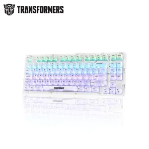 Transformers Monster Shaft Transparent Keycap Gaming Mechanical Keyboard Three Modes BT5.0/2.4GHz/USB-C Hot-Swappable Wireless Keyboard 85 Keys RGB Backlight Gaming Keyboard Pre-lubricated Linear Switch Keyboard for Win/Mac
