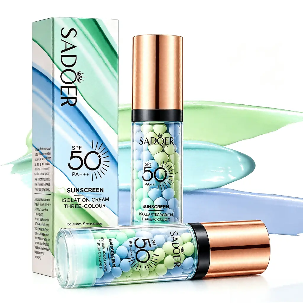 SPF 50+ PA+++ 3-in-1 Sunscreen Isolation Cream, Color Corrector Face Primer, Pre-Makeup Base for Oil Control, Moisturizing & Pore-Blurring, Luminous Even Skin Tone