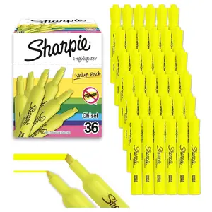 Sharpie Tank Style Highlighters Chisel Tip Fluorescent Yellow 36 Count