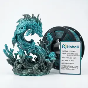 Nabaili 3D Printer Filament PETG BASIC Turquoise Gem Color #0CED1 Premium 3D Filament for 3D Printing #WJHY