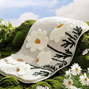 3D Floral Bath Mat, Cute Forest Leaf Aesthetic Plush Rug, Bathroom Rug, Soft Microfiber Carpet, Non-Slip Design, Ideal Gift
