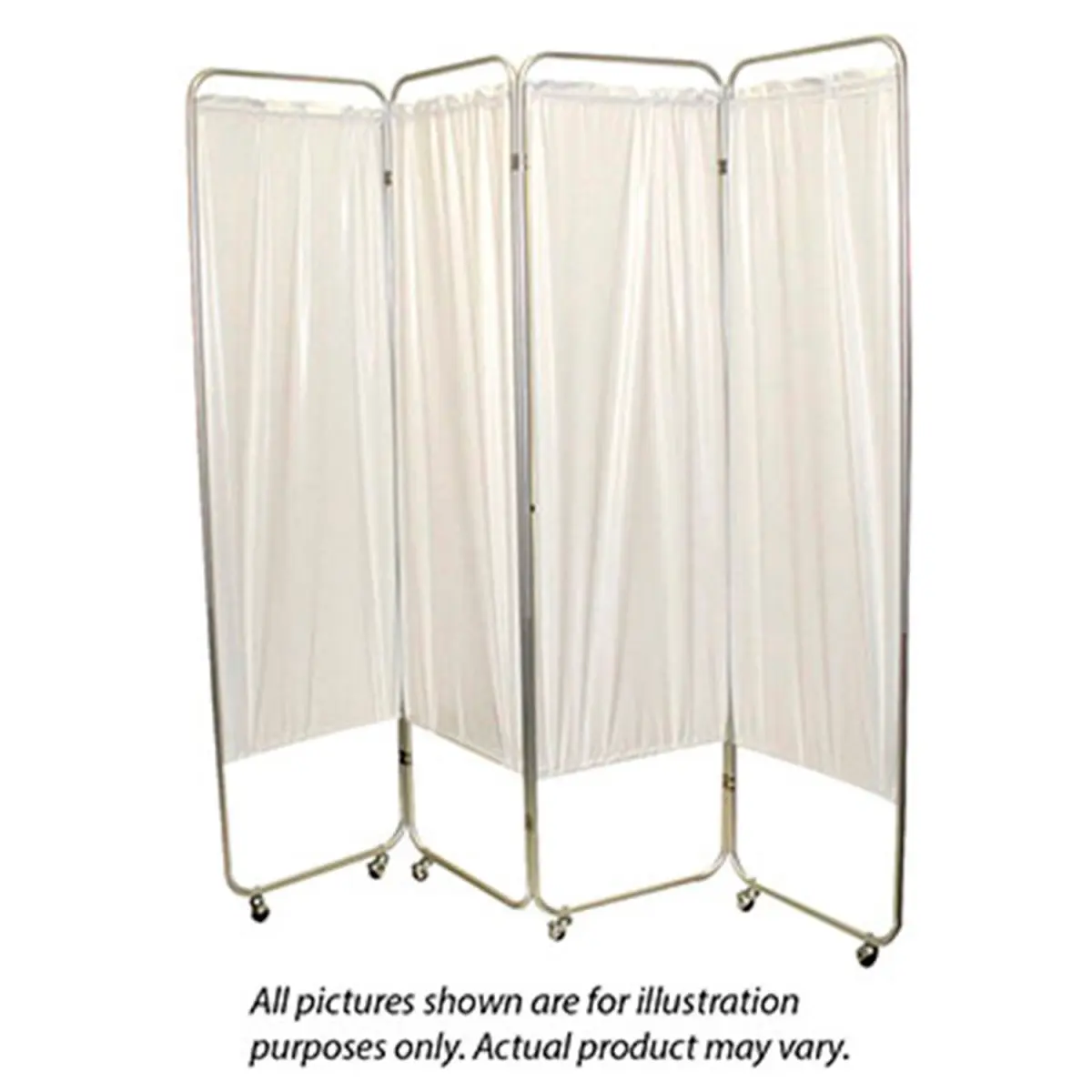 Fabrication B2221770 FEI Standard 4-Panel Privacy Screen with Casters - 6 Mil Vinyl Panels - 62 x 68 in. - White