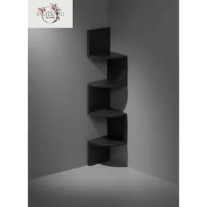 Modern Corner Wall Shelf Organizer, 5-Tier Floating Storage Shelf for Home Decor and Small Spaces  NONE