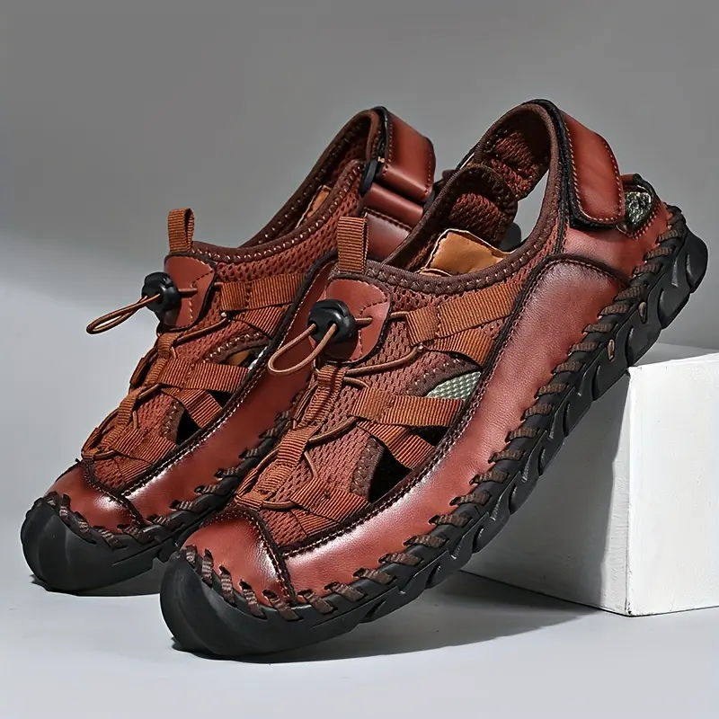 Men'S Sandals, Fisherman Beach Shoes Toe Sandals Men Handmade Breathable Water Sandals Outdoor Non Walking Shoes Anti Collision Comfort Hiking Athletic Slides Sandals sgs, Rubber, Eva