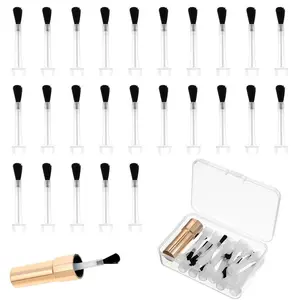 25 Pcs Disposable Nail Polish Brushes, Nail Art Polish Brushes Kit with Handle, Soft Brush Dip Powder Liquid Replacement