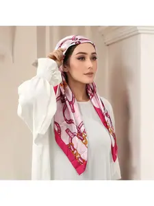 New fashion anti-slip versatile satin headscarf hat for women, Malay stylish versatile decorative long-tail headwrap cap