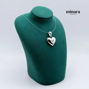 950 Silver Heart Lidia Pendant 1.5 Inches Elegant Durable Necklace for Women Classic Design Big Beautiful Heart