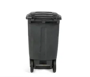 Wheeled Trash Can 64 Gallon, Heavy Duty Plastic Bin with Hinged Lid, For Outdoor, Yard Waste & Garage Use, Large Capacity Rolling Garbage Can