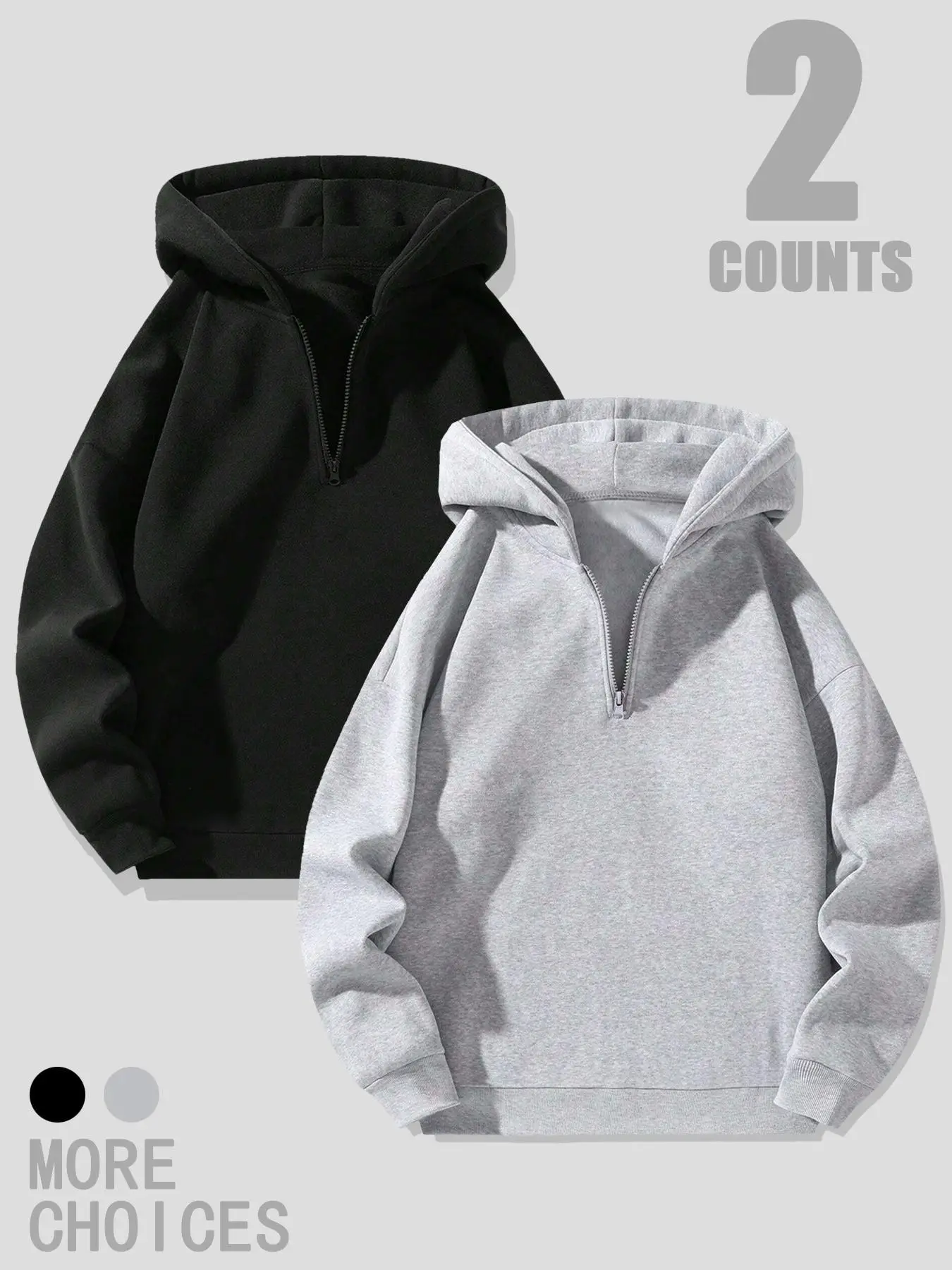 Men's Solid Drop Shoulder Half Zip Up Thermal Lined Hoodie, Fashion Casual Regular Fit Hooded Sweatshirt for Daily Outdoor Wear, Men's Clothes for Fal