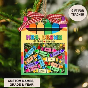 [NEW] 2D or 3D Personalized Teacher Ornament, Custom Christmas Gift for Teacher, Teacher Appreciation Gift, Kindergarten Teacher Gift with Student’s Name