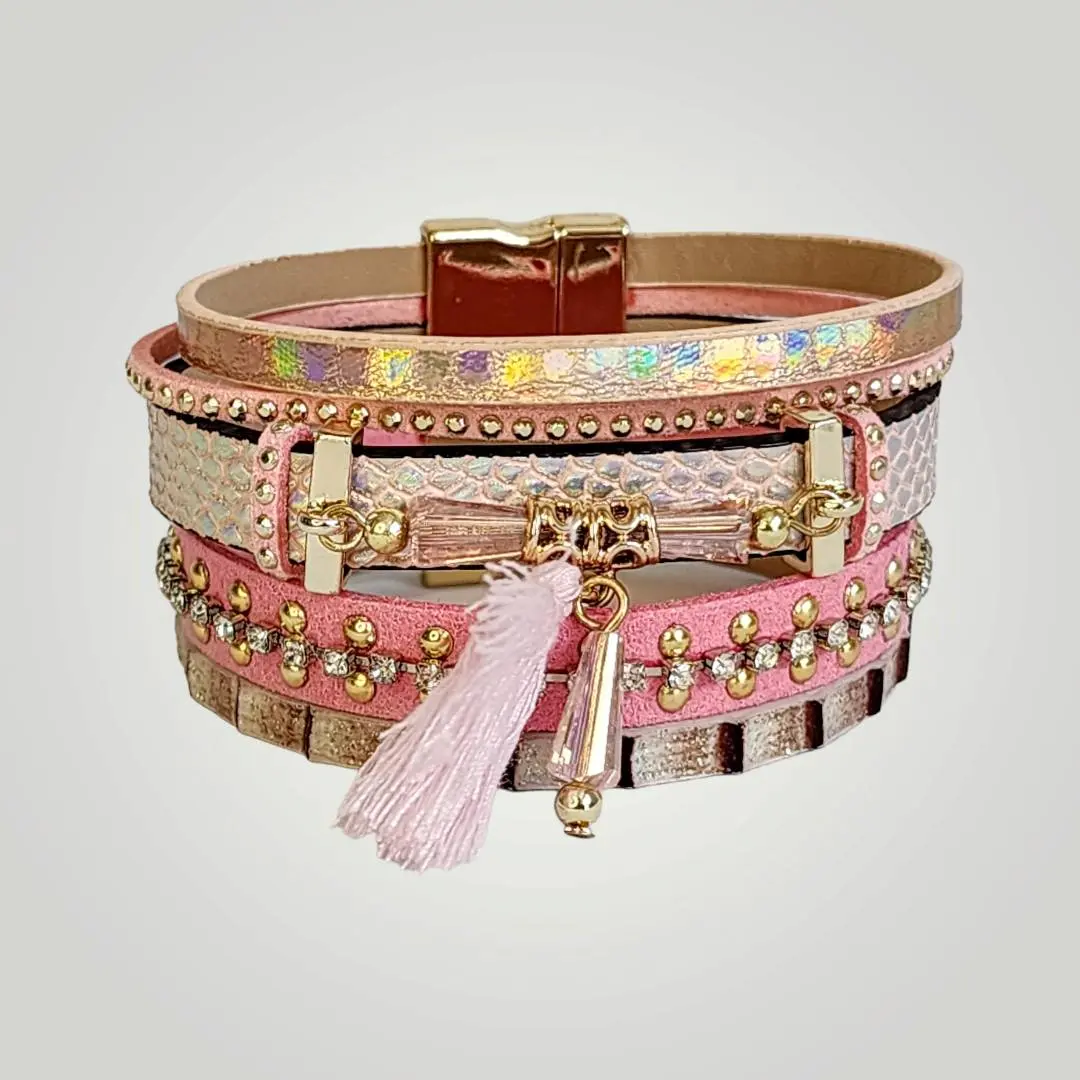 Sammie Jo Pink Bohemian Fashion Bracelet ladder  cuff
