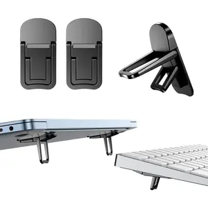 Mini Foldable Laptop Stand, Portable Computer Keyboard Riser with 2 Adjustable Angles, Self-adhesive Invisible Notebook Stand & Keyboard Lift for Desk