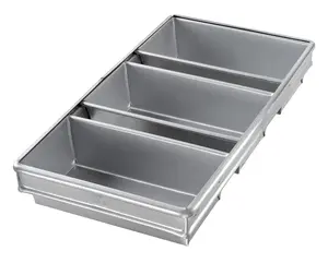 Chicago Metallic Bakeware Glazed Aluminized Steel 3-Strap Loaf Pan Set
