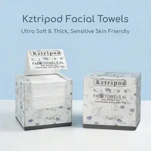 Disposable XL Facial Wash Cloths, 50-Count Thick Plant Fiber Towels - Reusable, Ultra-Absorbent, Ultra-Soft, Lint-Free, Biodegradable, Gentle & Skin-Friendly for Daily Skincare & Sensitive Skin, Facial Wash Cloth