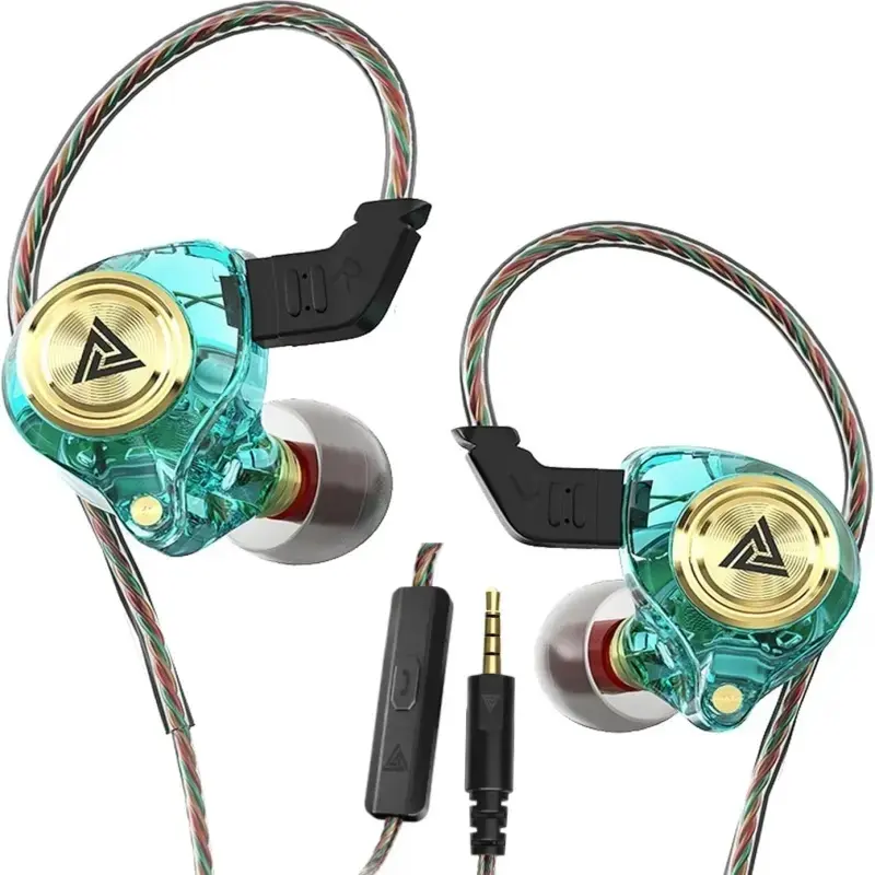 QKZ AK3 Wired In-Ear Earbuds, 3.5mm Jack Gaming Headset with Built-In Mic for Clear Hands-Free Calls, HiFi Heavy Bass Stereo Sound, Lightweight Ergonomic Fit, Durable Braided Anti-Tangle Cable for Sports & Daily Use
