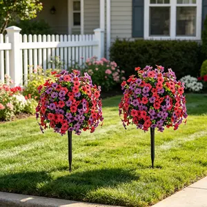 2pcs Realistic Standing Plant Set, Sunproof Silk Material, Perfect for Spring Summer Decor, Suitable for Entrance Indoor Spaces