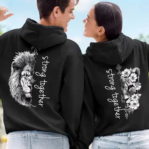 Lion Couple Hoodie Strong Together outfits Couple Matching Hoodies Pullover for Women for Men Unisex, Perfect Gift Anniversary Clothes