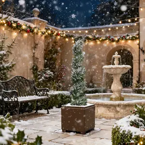 3ft or 4ft Snow Flocked Spiral Topiary Trees Artificial Outdoor Set of 2, Fake Cedar Trees for Front Porch Outdoor Christmas Decor, Faux Winter Plants for Indoor or Covered Outside Display