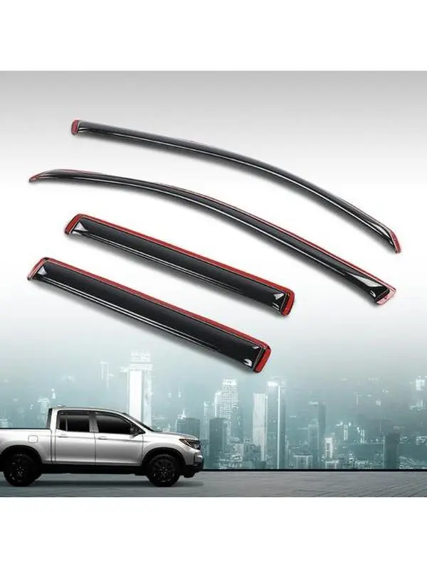Window Visors for 2017-2025 Honda Ridgeline, 4-Piece Full-Size Set of Sunvisor Side Window Deflectors with Sticky Tape, Sun Protection, Wind Shielding, Ventilation