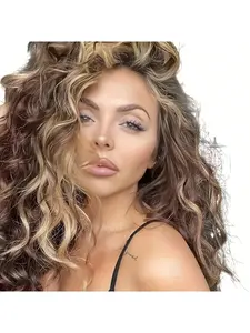 28 Inch Gradient Brown Long Curly Hair Wig, This Wig Has A Retro Feel, Comfortable And Breathable Atmosphere, And Is Suitable For Various Occasions. Wearing It For Daily Work, Shopping, And Parties Makes You The Most Beautiful One