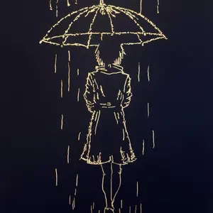 Victor Selin — Original 24k Gold Artwork on Black — Minimalist Silhouette Art for Elegant Spaces — Elle Gance — Trending on TikTok Artistic Decor Wall Ornaments Room Decoration unique hand drawn canvas real art