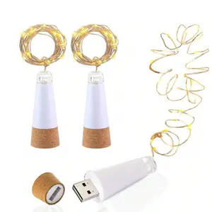 LED Wine Bottle Lights, USB Powered Rechargeable, 6.2ft (1.9m) Copper Wire With 20 LED Starlight String Lights For DIY Decoration Outdoor BBQ Party Wedding Festival (Pack Of 3, Warm White), 20 Led Starlights