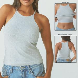klassy High Neck Brami Women's Top - True to Size Fit with Support Band & Padding Set Included