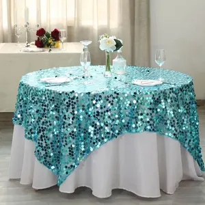 Sequin Table Overlay 72"x72" Turquoise - Big Payette Table Topper