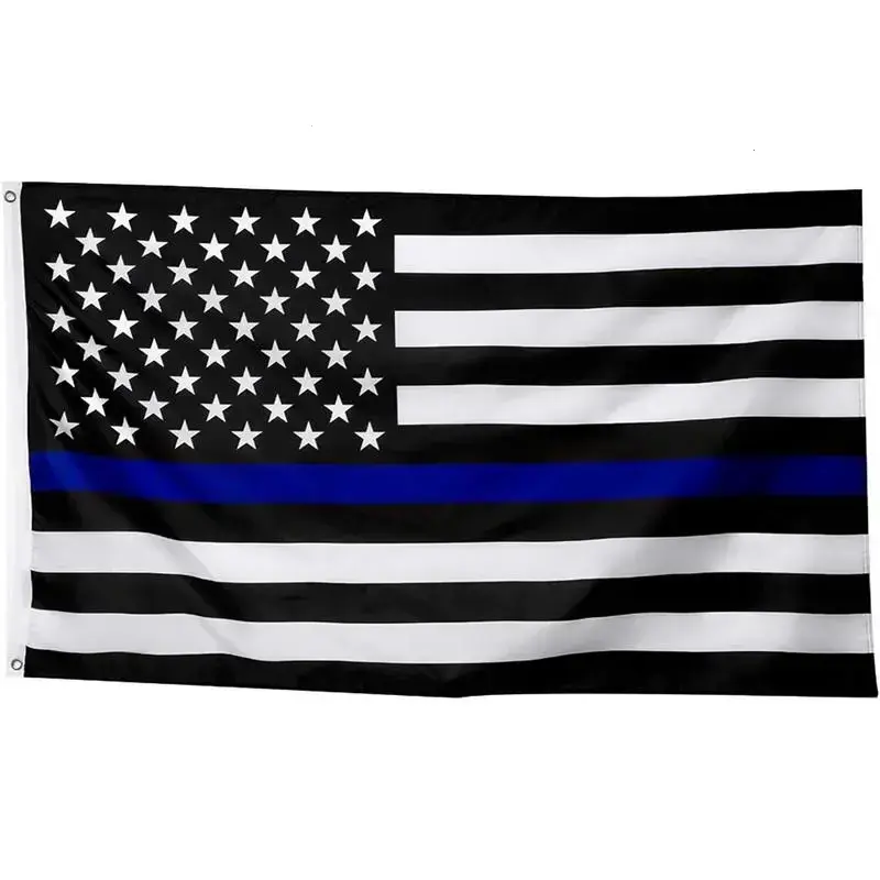 3x5FT Thin Blue Line Black And White American Flag Police Law Enforcement Defend Banner Wedding Outdoor Decoration