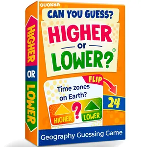 QUOKKA Trivia Board Games for Kids and Adults - Higher or Lower Card Game - Challenge Your Geography Knowledge