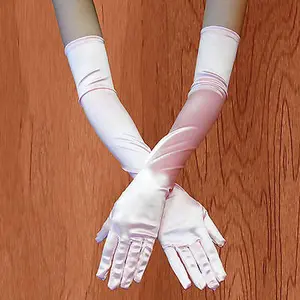 Women's Party Opera Night Club Stripper Bridal Evening Wedding Satin Arm Hand Sleeve Long Gloves – PINK