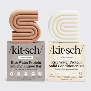 Kitsch Rice Water Shampoo & Conditioner Bar Set – Solid Hair Care Bars for Strength, Nourishment – Sulfate & Paraben-Free, Made in USA – 2pcs
