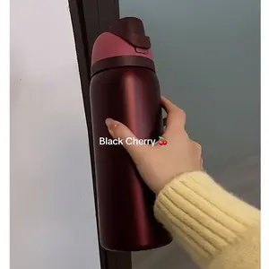 OW(Back Cherry)Double-Layer Vacuum Insulated Portable Drinking Cup - Cold-Resistant Stainless Steel Water Bottle with Straw, Suitable for Exercise Use, Must-Have for Travel, Capacity 32oz/ 945ml-Drinkware,Bottled,Portable,Insulated Tumbler-work bottle Mug