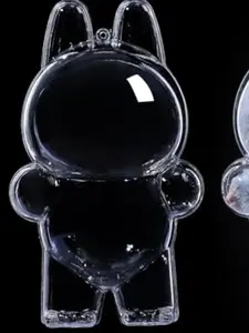 Protective Case for Doll,Clear Plastic Display Sit Style Protective Cover PVC Bag Hanging Model Box with Keychain, Sitting Case