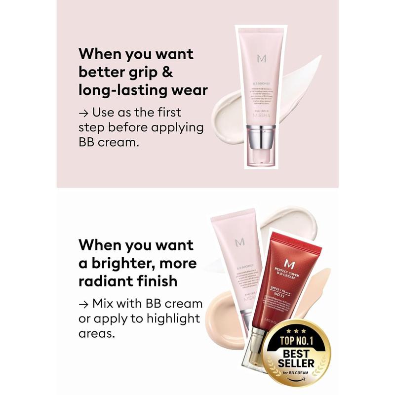 MISSHA M BB Boomer Primer for Face I Creamy-Soft, Illuminating Makeup Primer for Dewy Finish, Hydrating Radiant Cream, Moisturizing Makeup Base, Glass Skin, 1.35 Fl oz/40ml