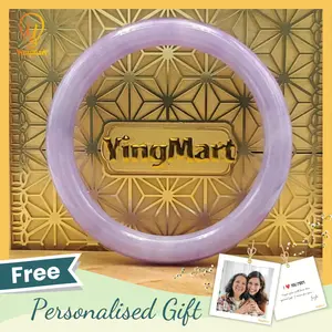YingMart 48–72mm Jadeite Jade Purple Bracelet Gift for Her Mom Feng Shui Grandma Sister Mens Grandmother