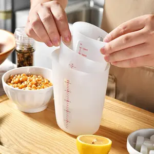 3-Piece Silicone Measuring Cup Set, Capacity 250ML, Soft Flexible Design, Semi-Transparent Kitchen Baking Tools, Easy to Use at Home