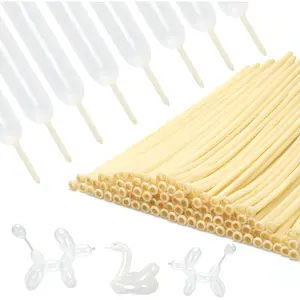 100Pcs Clear 260 Balloons Transparent Long Balloons for Balloon Garland Thickening Skinny Latex Twisting Balloon for Animals Modeling Magic Clown Balloons Birthday Wedding Party Decorations