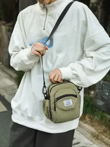 Minimalist Solid Color Sling Bag, Fashionable Crossbody Bag for Women & Men, Casual Versatile Commuting Bag for Work & School