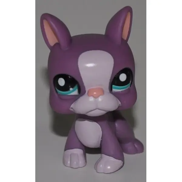 Boston Terrier #2229 (Purple) - Littlest Pet Shop (Retired) Collector Toy - LPS Collectible Replacement Figure - Loose (OOP Out of Package & Print)