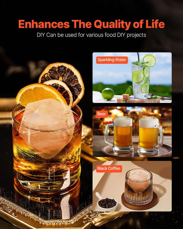 Ice Diamond Press Ice Ball Maker Kit 2.4-Inch Diamond Ice Press For Whiskey Cocktails And Bourbon, Round Ice Sphere Ball Maker, Bar Tool Accessory, Durable Stainless Steel Ice Maker For Home Bar And Entertaining