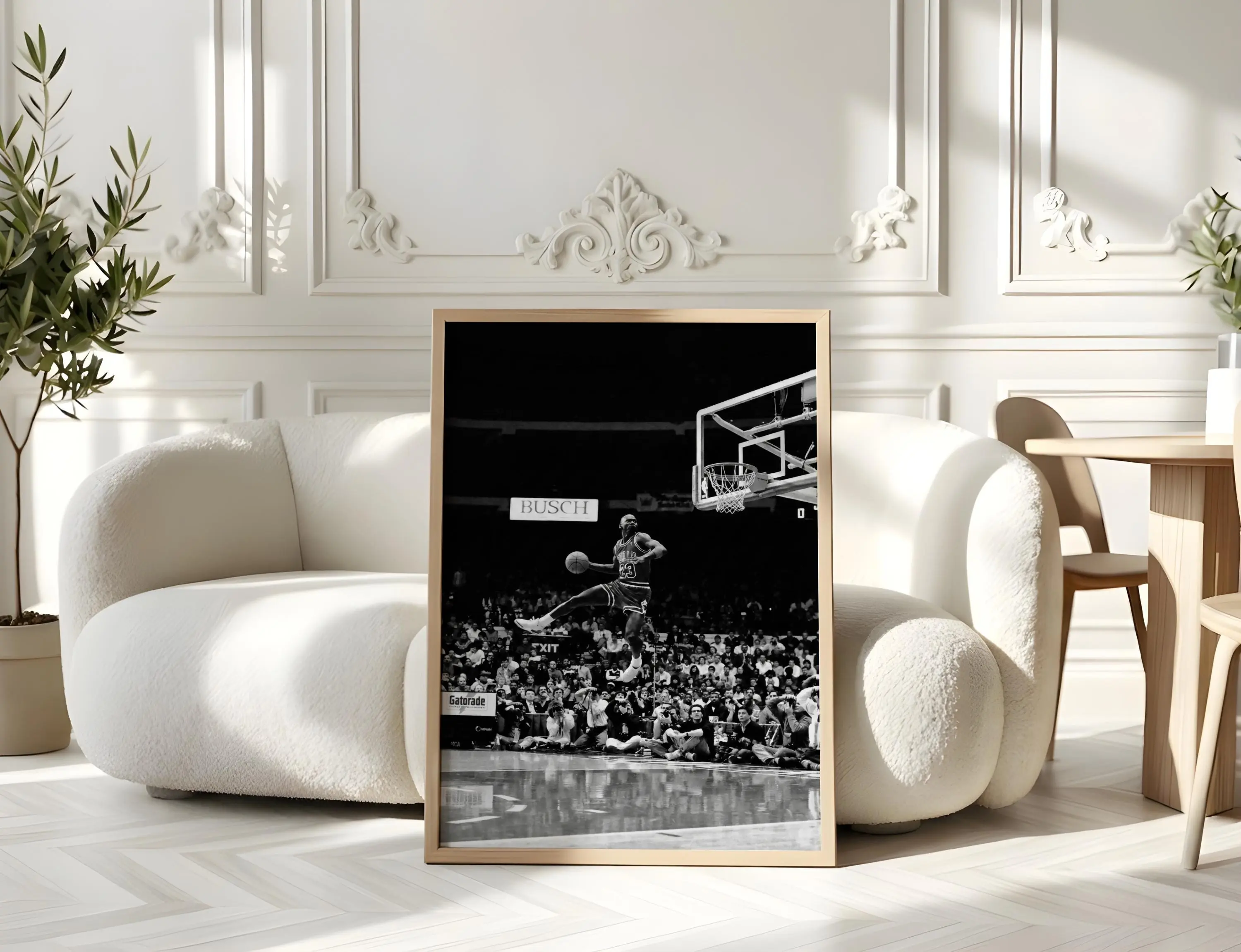Michael Jordan Vintage Dunk Poster | Black White NBA Basketball Art Print