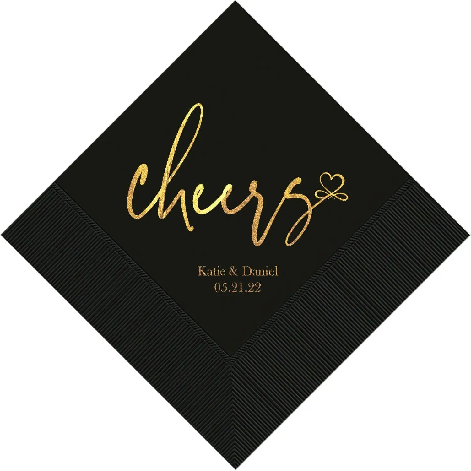 Cheers to Love Contemporary Wedding Engagement Cocktail Napkins Custom Printed for Bar, Cake Table, and Bridal Parties