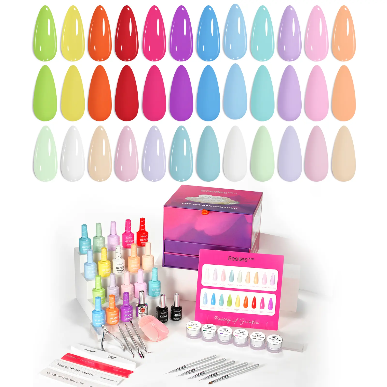 Beetles Pro Gel Polish Manicure Kit -  15ML Large Volume Gel Polish, UV Nail Lamp Cure Needed Nail Arts Salon-Quality Shine Long Lasting mothersdaygift Spring Nail Summer Nail Vacation Nail #SummerVibes