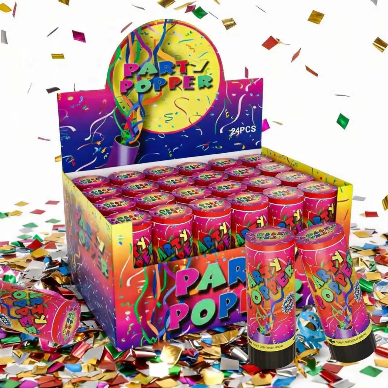 Mini Confetti Cannons 24 Pack Colorful Party Poppers Perfect for Weddings, Birthdays, Graduations, Baby Showers & Holiday Celebrations Fun & Vibrant Party Decorations