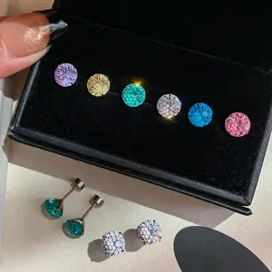 Waterproof Men's Accessories|Firework Zircon Earrings for Men & Women | 6mm and 8mm Gradient Studs | Hypoallergenic Titanium Jewelry Gift