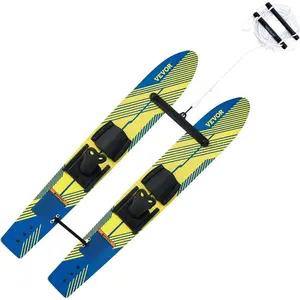 VEVOR Water Skis, Adult Water Ski with Adjustable Horseshoe Bindings Padded Rear Toe Plate, High - Gloss UV Coating Waterskis Combo for Adults Up to 300 lbs