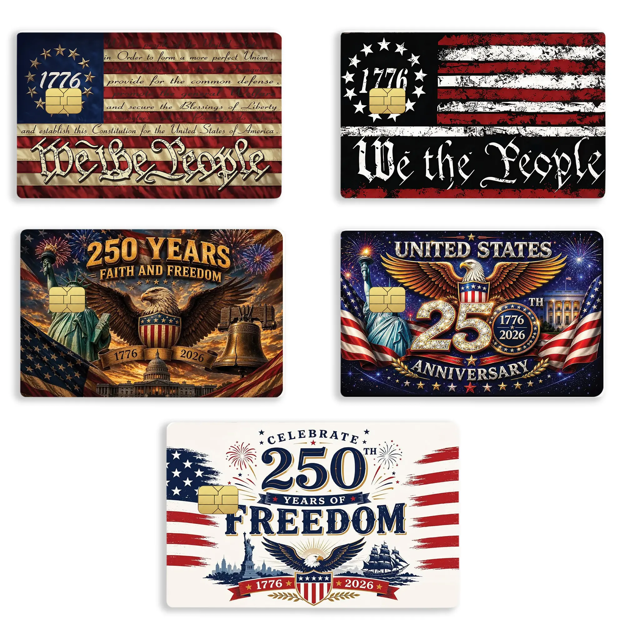 American Pride 250th Anniversary-1 Credit Card Skin - Card Sticker Cover, 1776-2026 Antique Collectible for Dads, Grandpas, Memorial Day & 4th of July DIY Scrapbooking Enthusiasts